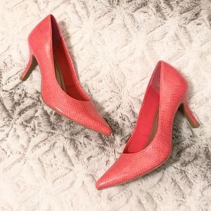 Predictions Pink Snakeskin Print Heels